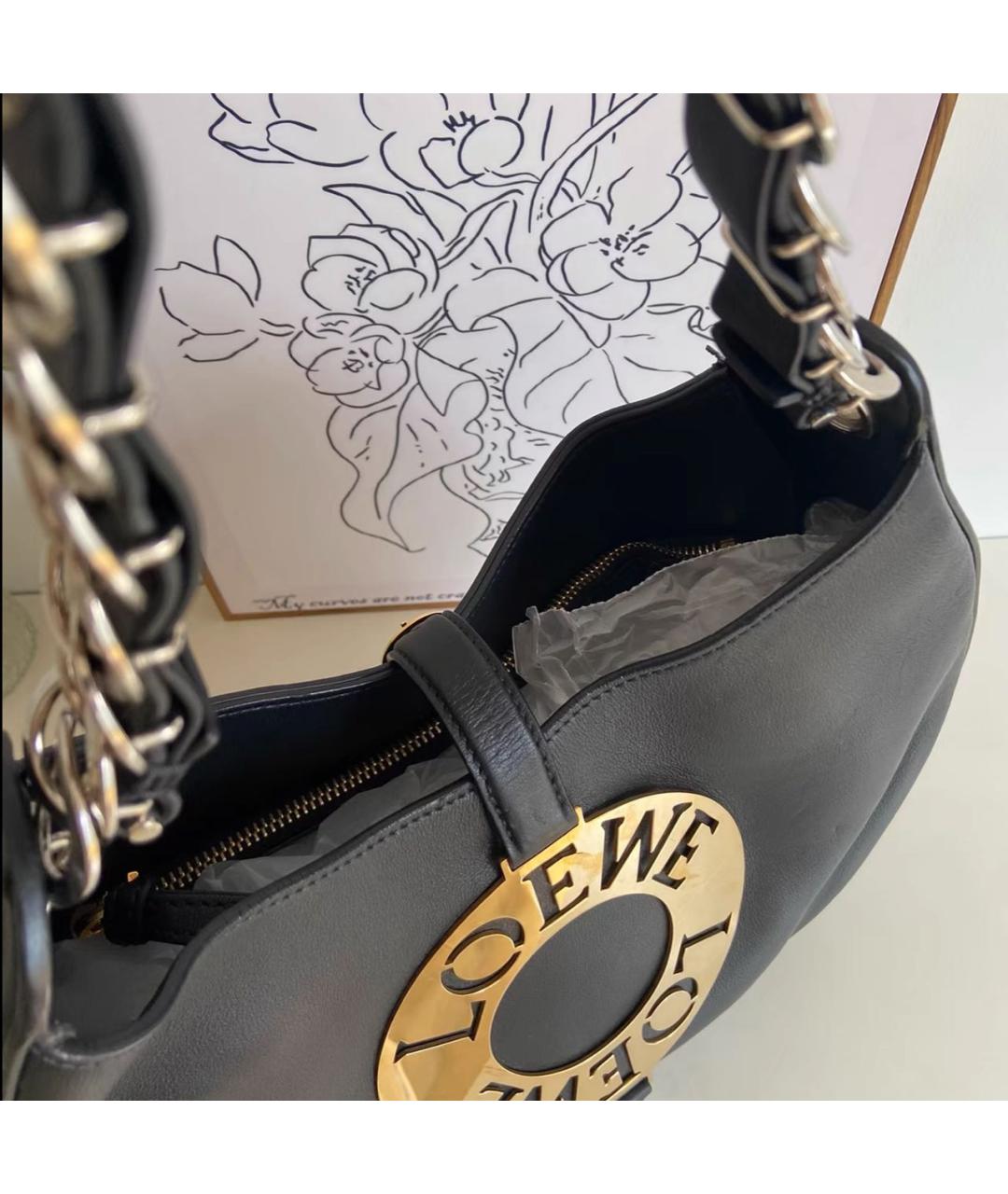 LOEWE Черная кожаная сумка с короткими ручками, фото 6