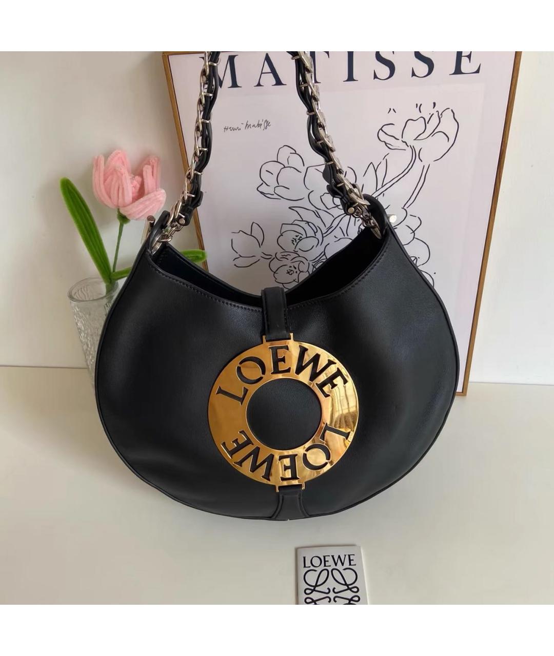 LOEWE Черная кожаная сумка с короткими ручками, фото 9