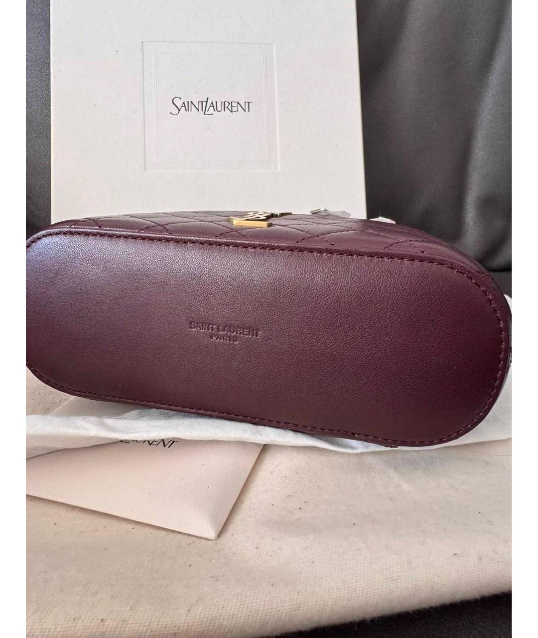 SAINT LAURENT Бордовая кожаная сумка через плечо, фото 4