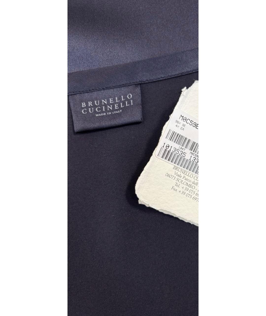 BRUNELLO CUCINELLI Темно-синяя шелковая майка, фото 3