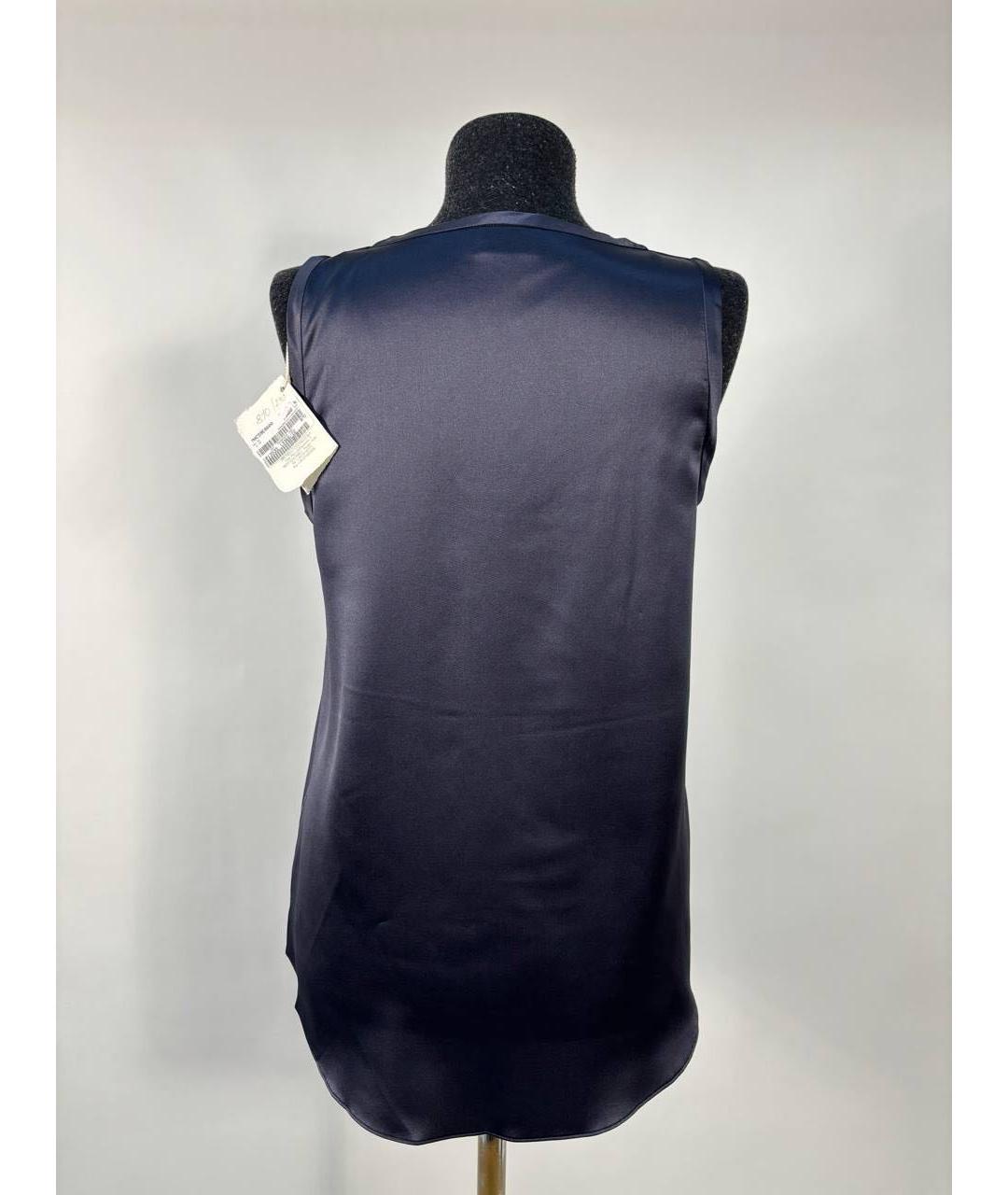 BRUNELLO CUCINELLI Темно-синяя шелковая майка, фото 2