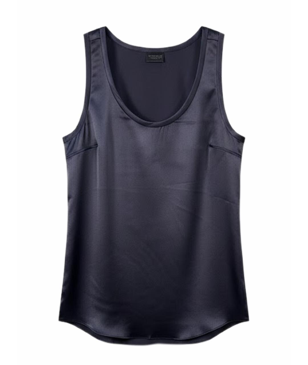 BRUNELLO CUCINELLI Темно-синяя шелковая майка, фото 1