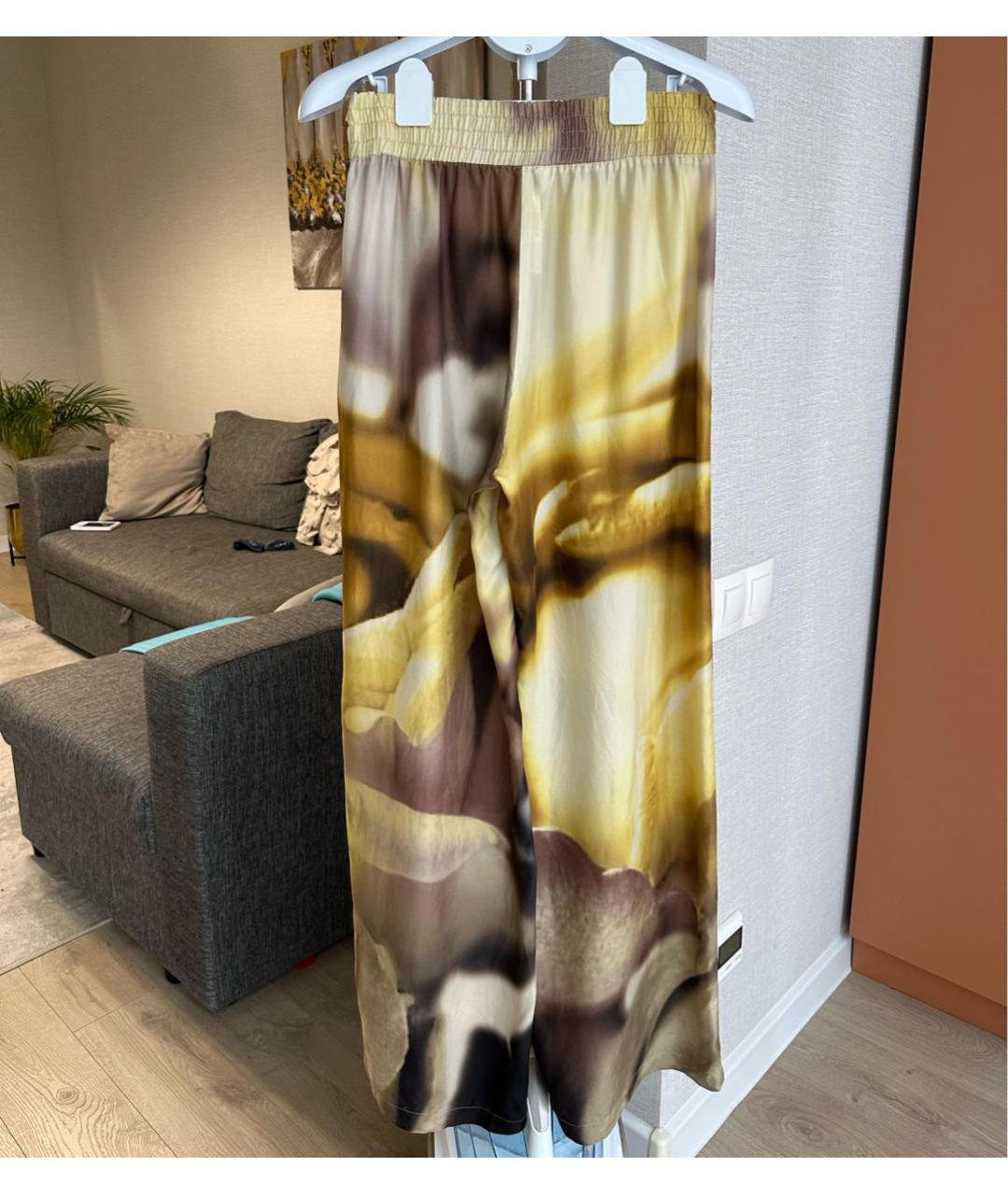 MAX MARA Желтые шелковые брюки широкие, фото 2