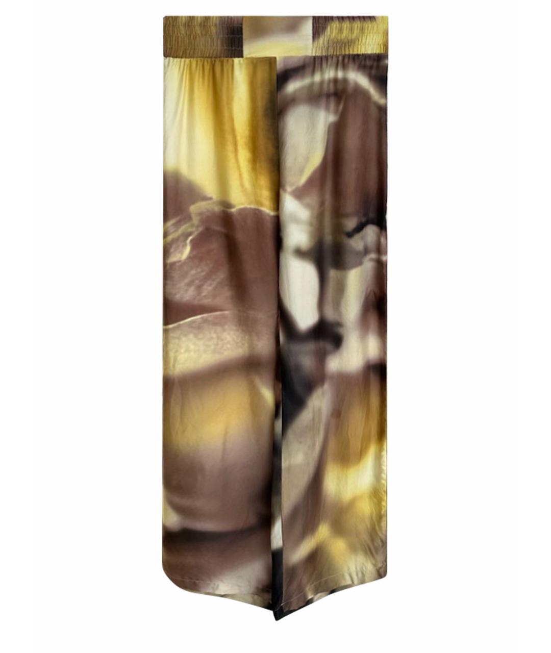 MAX MARA Желтые шелковые брюки широкие, фото 1