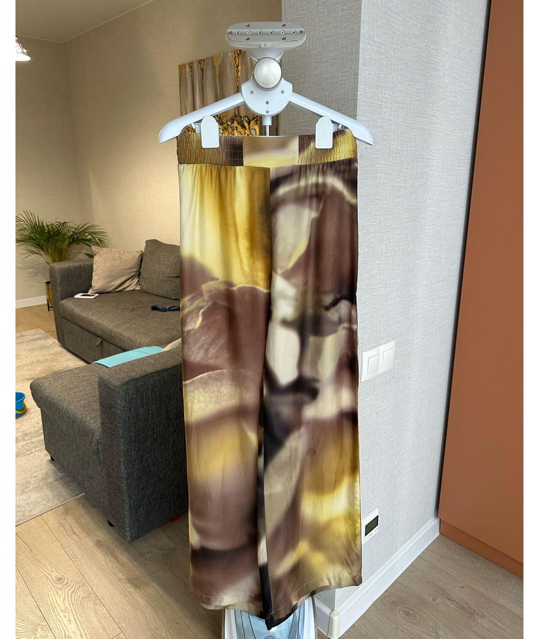 MAX MARA Желтые шелковые брюки широкие, фото 8