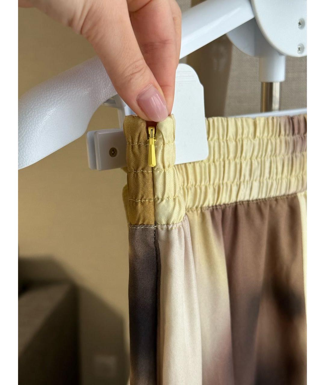 MAX MARA Желтые шелковые брюки широкие, фото 5