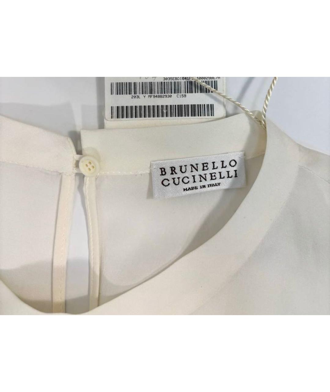 BRUNELLO CUCINELLI Белая шелковая блузы, фото 3