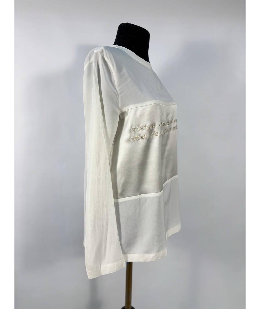 BRUNELLO CUCINELLI Белая шелковая блузы, фото 5