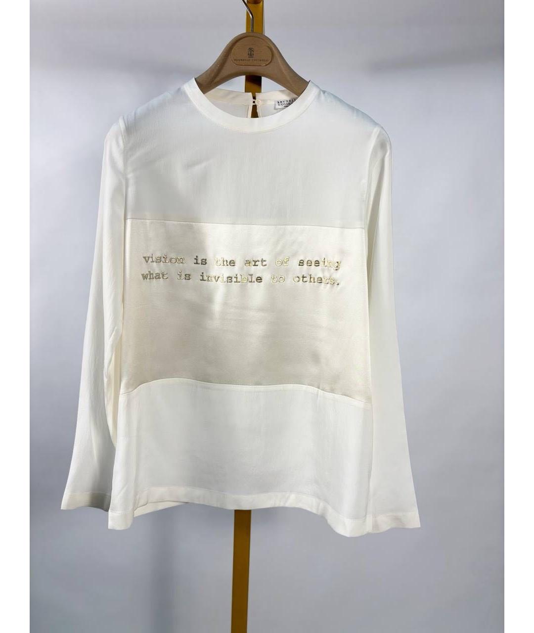 BRUNELLO CUCINELLI Белая шелковая блузы, фото 6