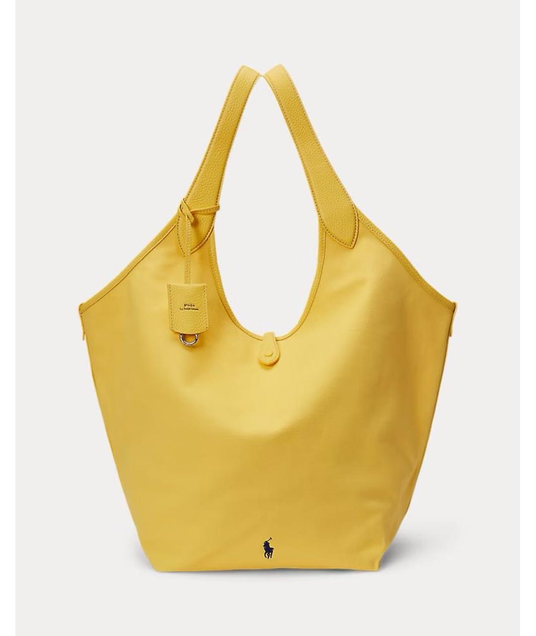POLO RALPH LAUREN Желтая кожаная сумка тоут, фото 5