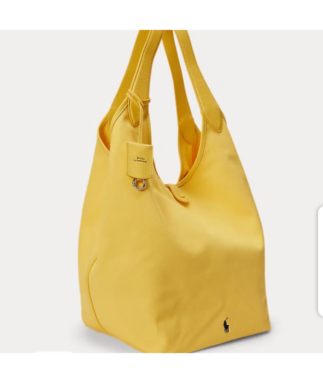 POLO RALPH LAUREN Желтая кожаная сумка тоут, фото 2