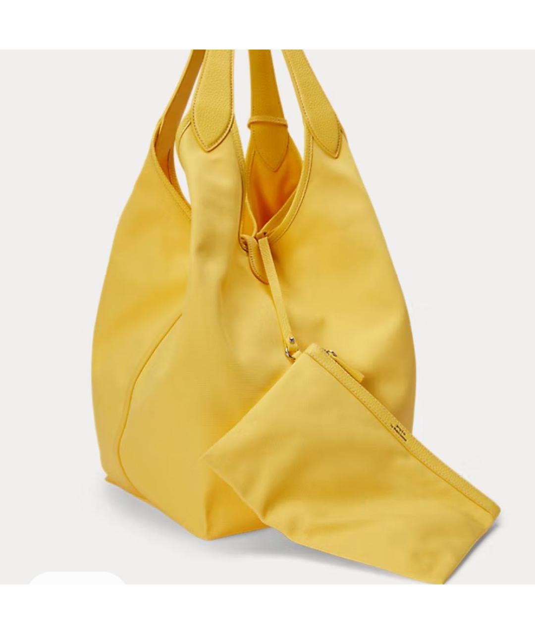 POLO RALPH LAUREN Желтая кожаная сумка тоут, фото 3