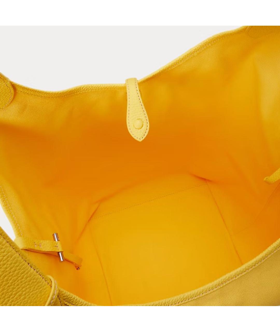 POLO RALPH LAUREN Желтая кожаная сумка тоут, фото 4