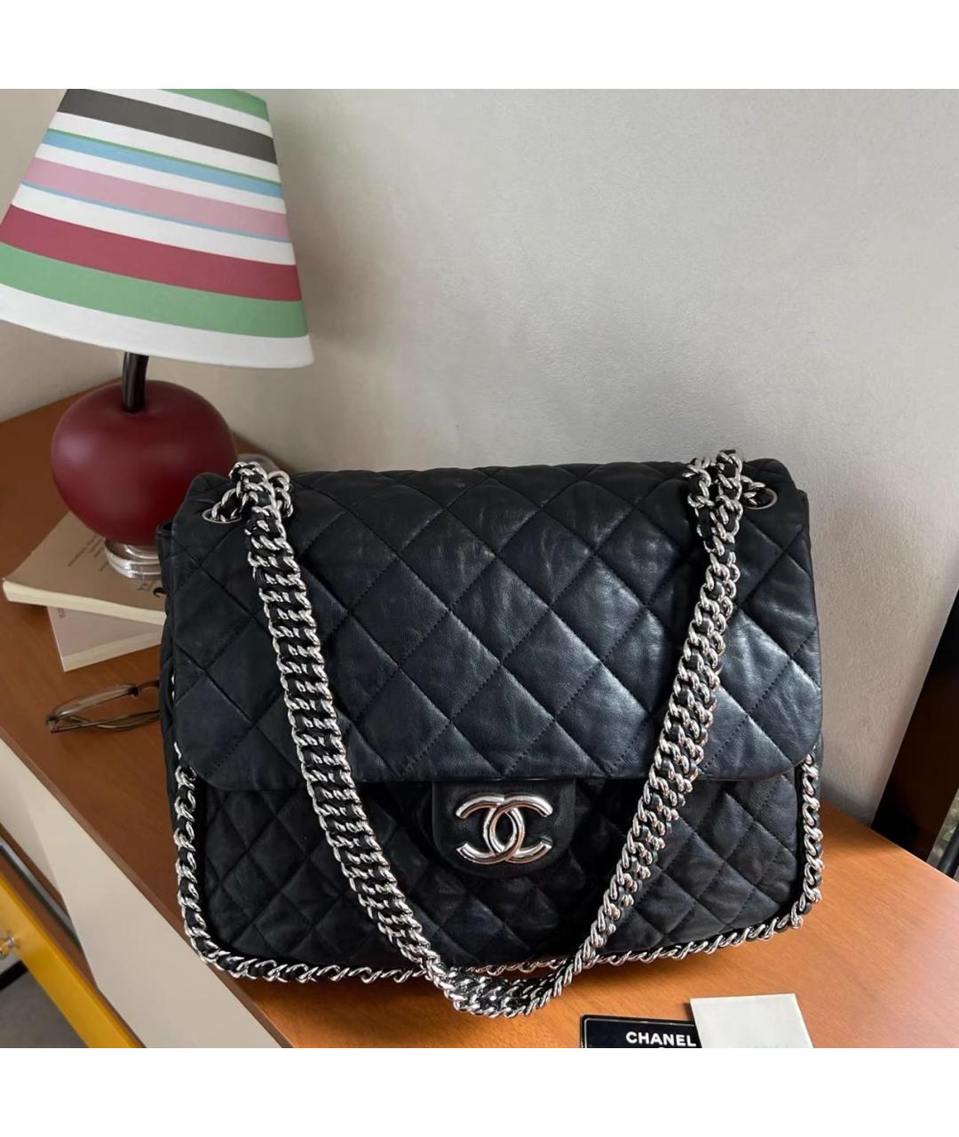 CHANEL Черная кожаная сумка через плечо, фото 6