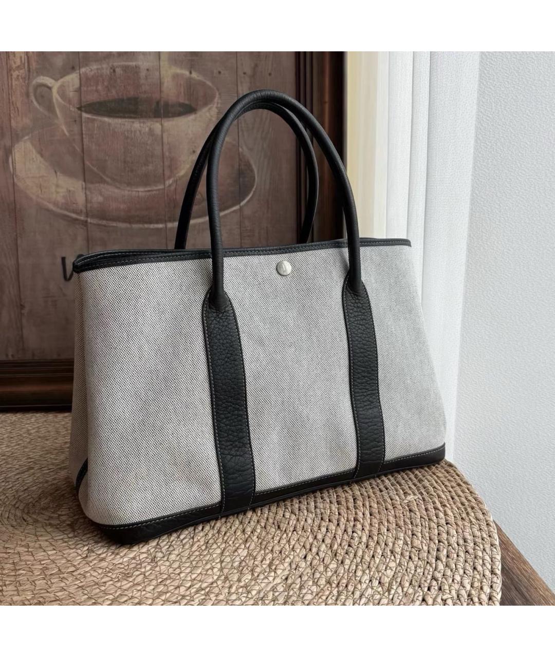 HERMES Серая тканевая сумка тоут, фото 2