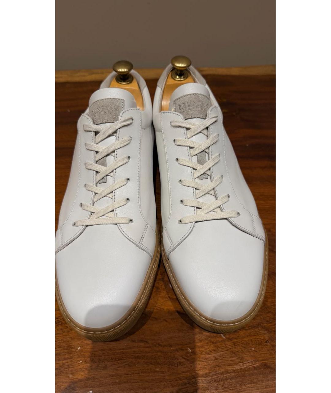 BRUNELLO CUCINELLI Белые кожаные низкие кроссовки / кеды, фото 3