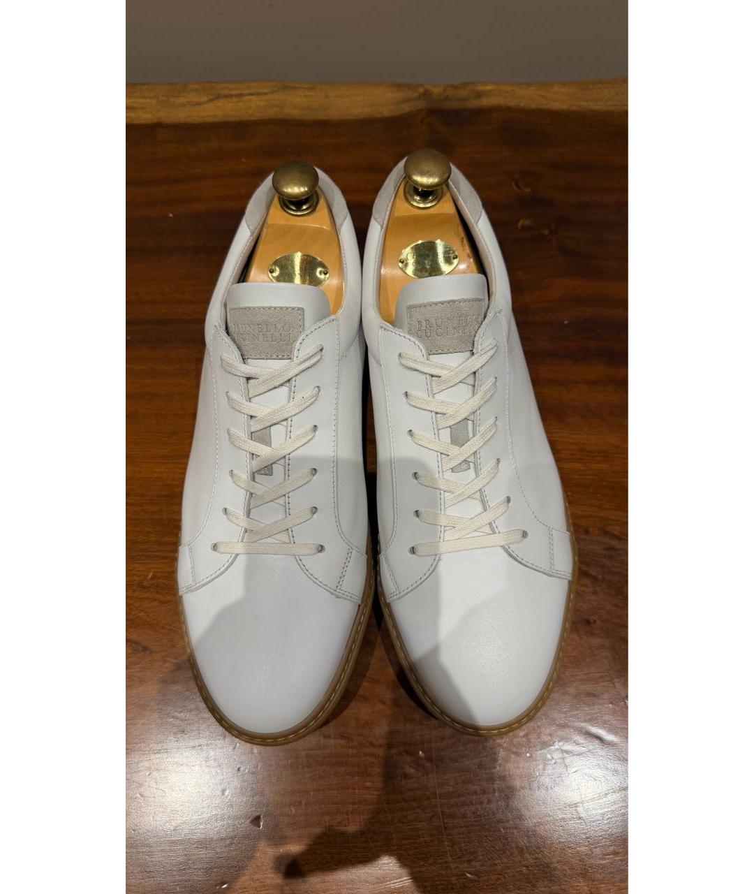 BRUNELLO CUCINELLI Белые кожаные низкие кроссовки / кеды, фото 6