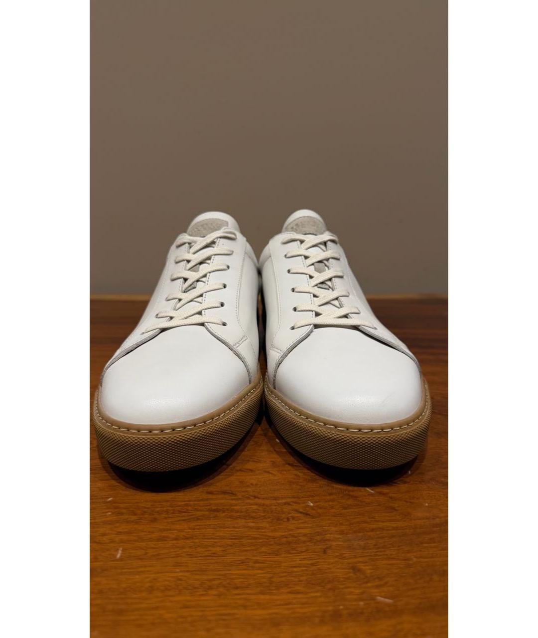 BRUNELLO CUCINELLI Белые кожаные низкие кроссовки / кеды, фото 2