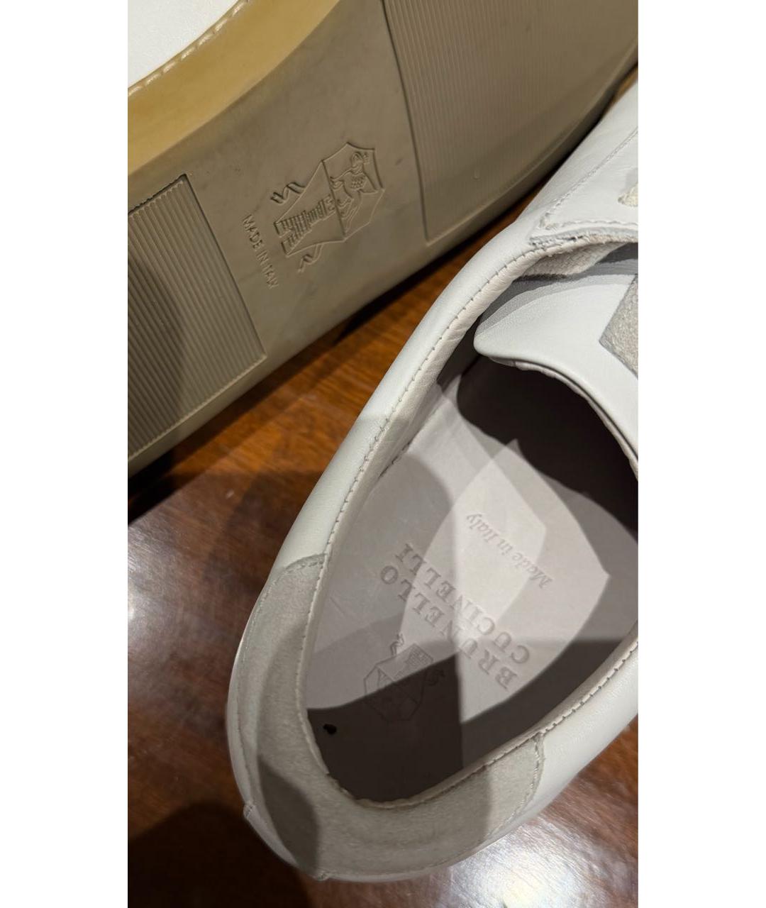 BRUNELLO CUCINELLI Белые кожаные низкие кроссовки / кеды, фото 5