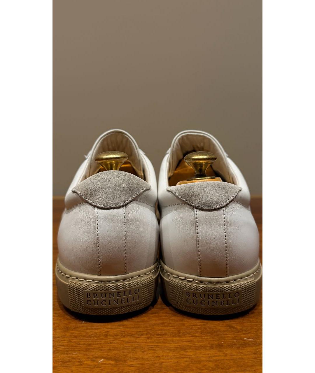 BRUNELLO CUCINELLI Белые кожаные низкие кроссовки / кеды, фото 4