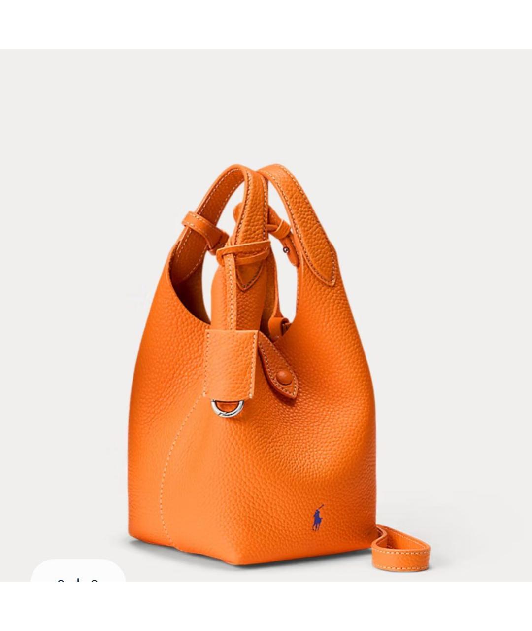 POLO RALPH LAUREN Оранжевая кожаная сумка тоут, фото 2