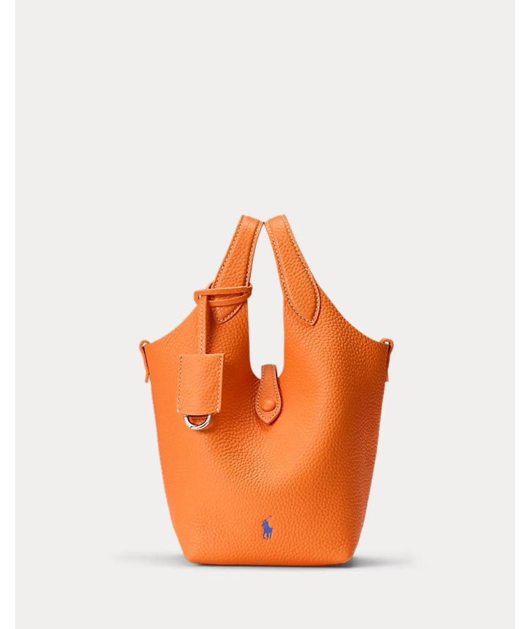POLO RALPH LAUREN Оранжевая кожаная сумка тоут, фото 5