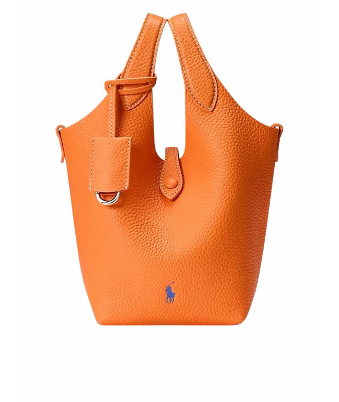 POLO RALPH LAUREN Оранжевая кожаная сумка тоут, фото 1