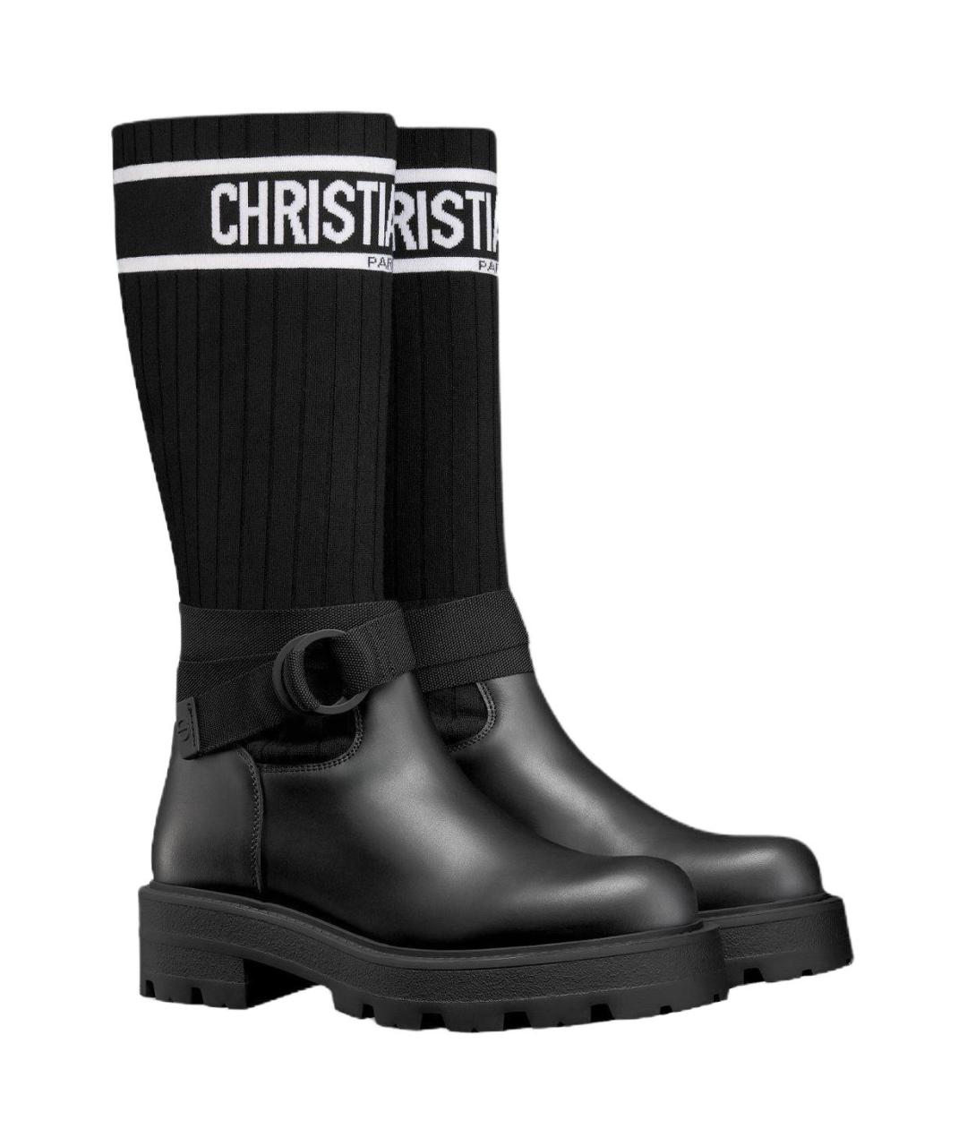 CHRISTIAN DIOR Черные кожаные сапоги, фото 3