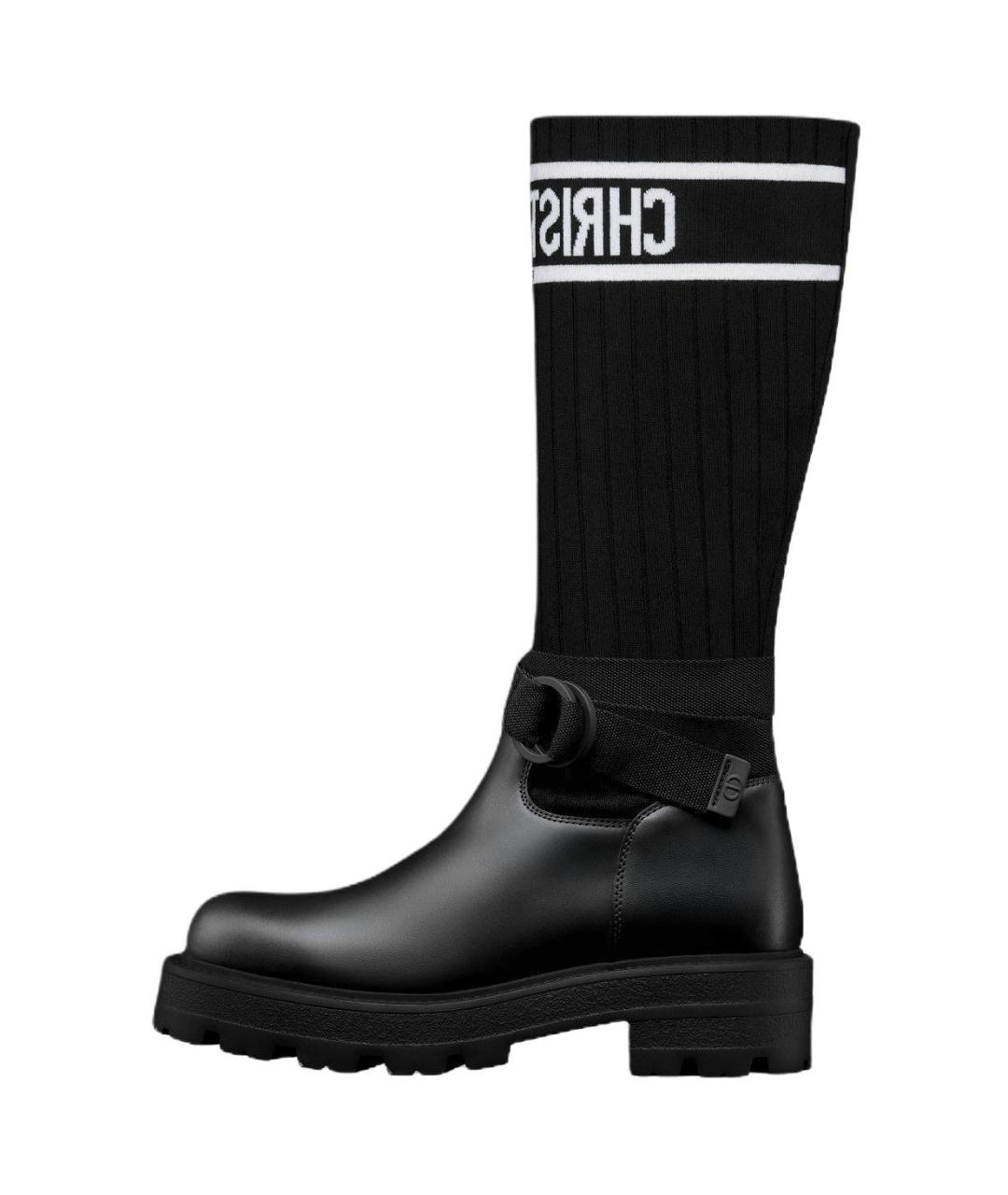 CHRISTIAN DIOR Черные кожаные сапоги, фото 2