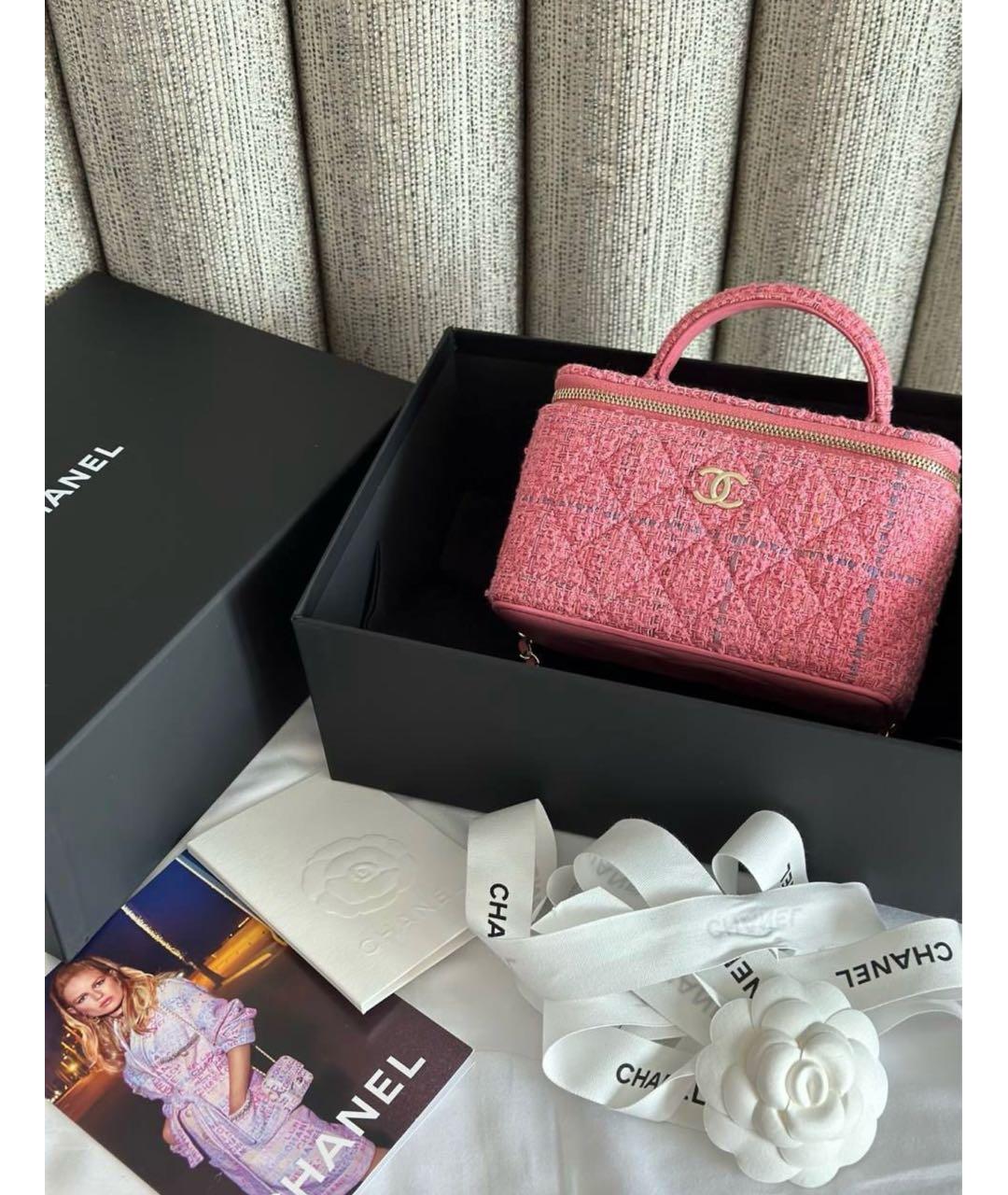 CHANEL Розовая твидовая сумка через плечо, фото 2