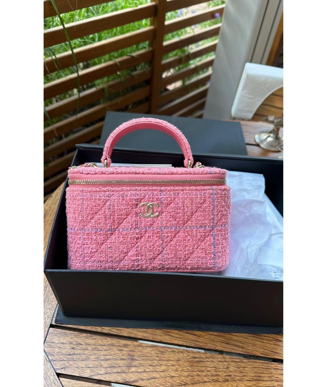 CHANEL Розовая твидовая сумка через плечо, фото 5