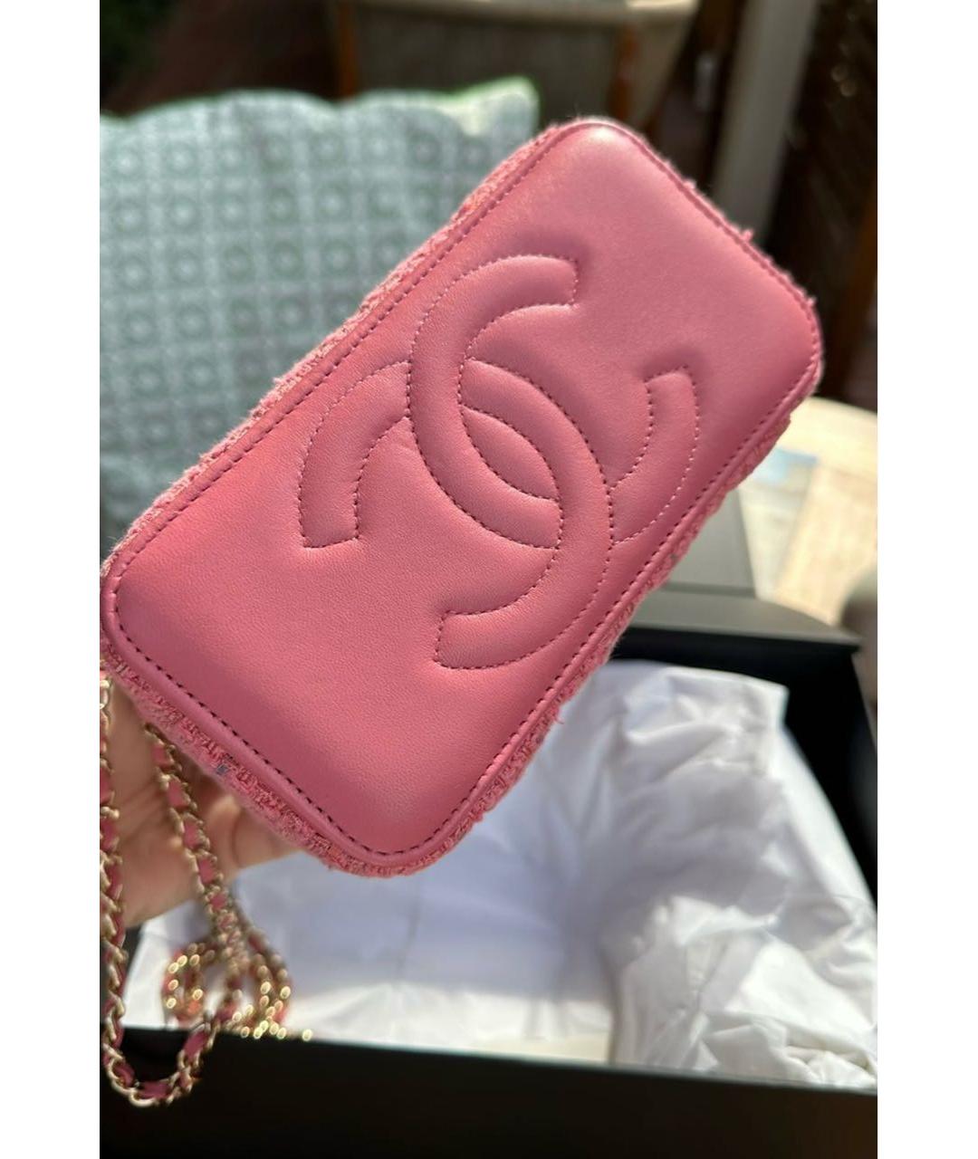 CHANEL Розовая твидовая сумка через плечо, фото 4