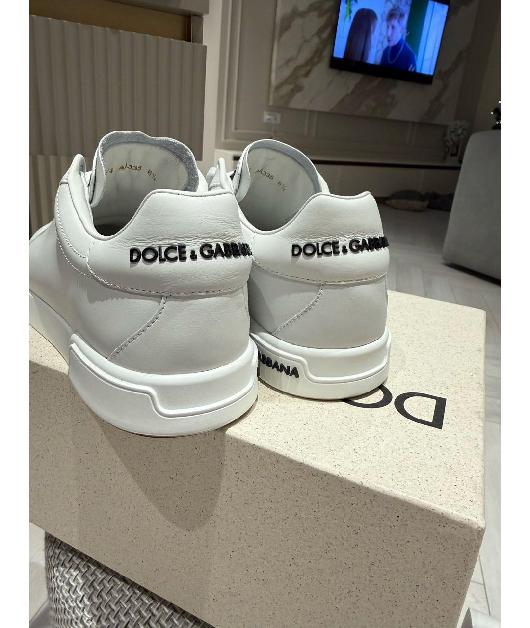 DOLCE&GABBANA Белые кожаные низкие кроссовки / кеды, фото 4