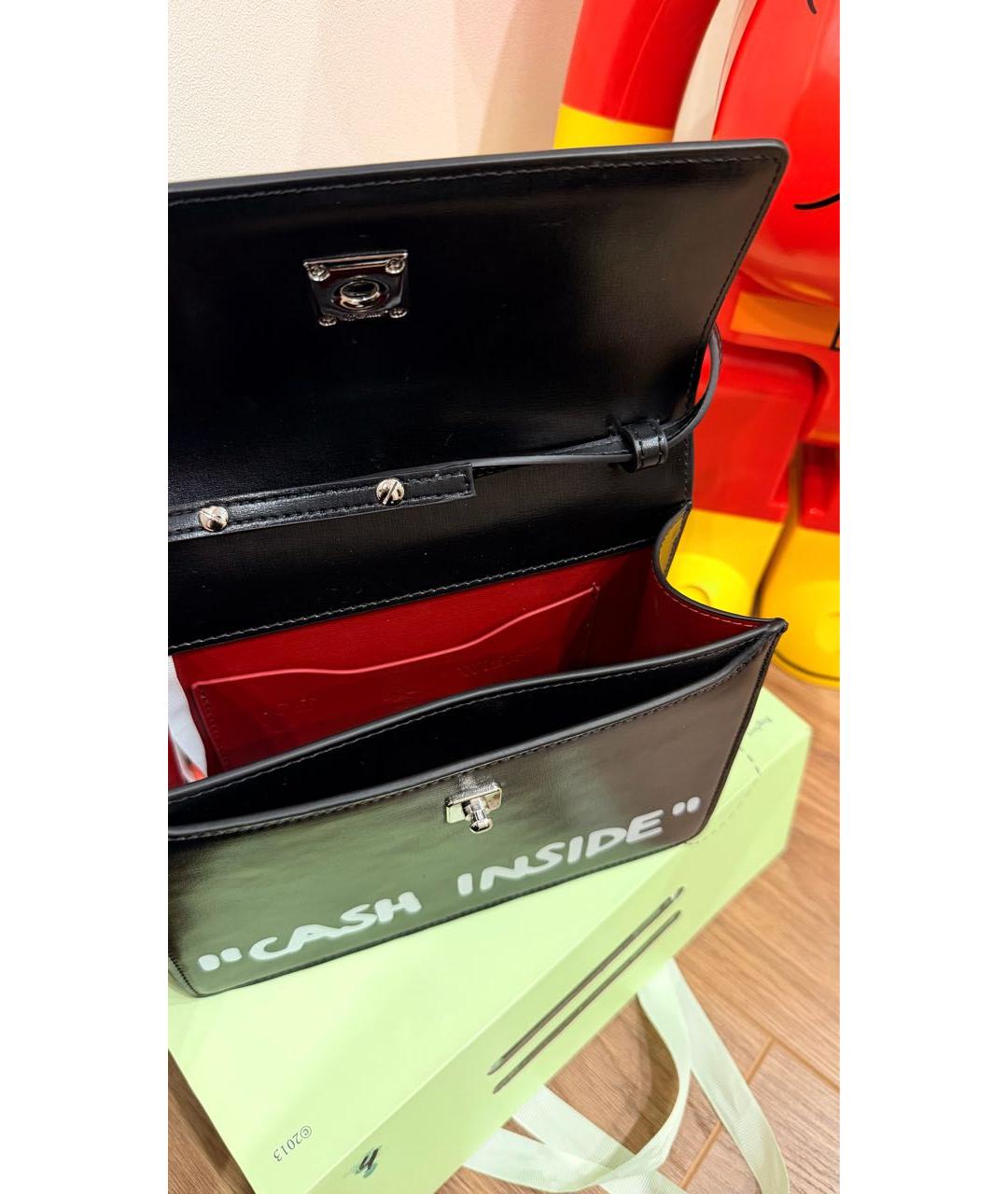 OFF-WHITE Черная кожаная сумка через плечо, фото 4