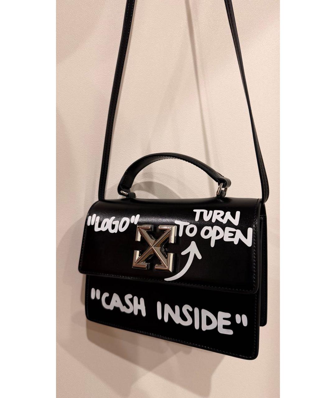 OFF-WHITE Черная кожаная сумка через плечо, фото 2