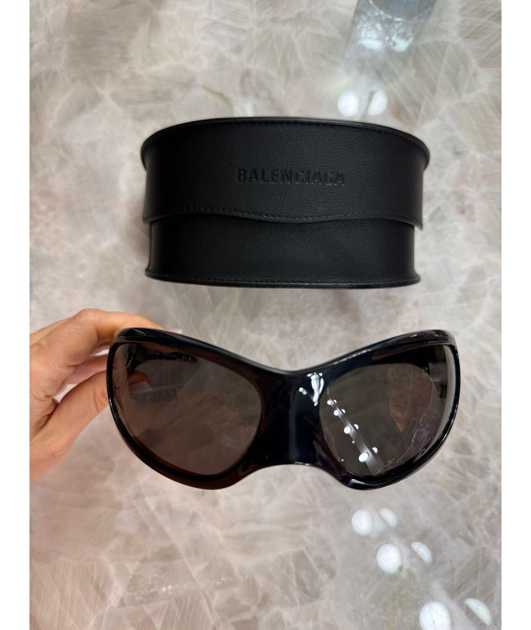 BALENCIAGA Черные пластиковые солнцезащитные очки, фото 5