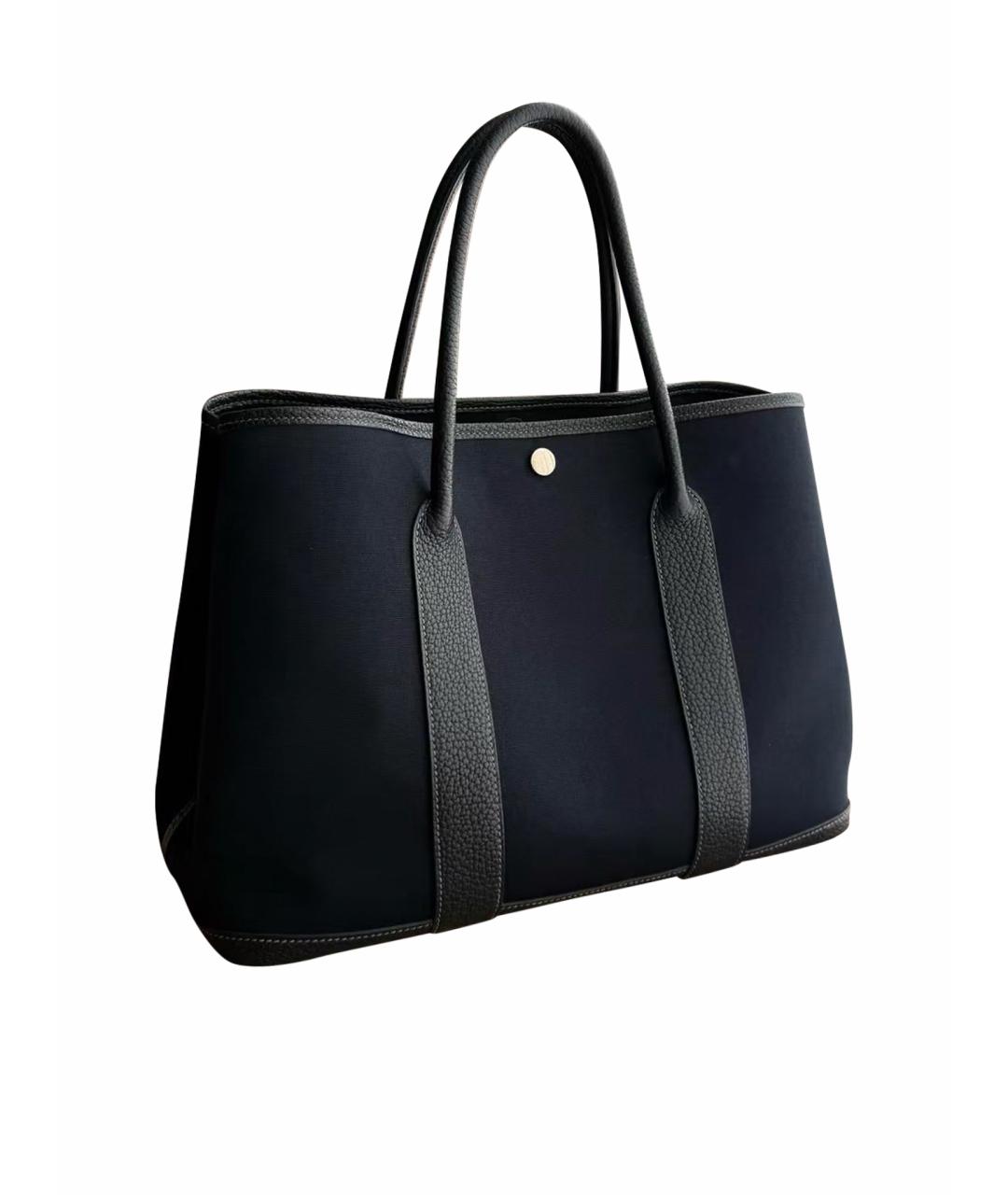 HERMES Черная тканевая сумка тоут, фото 1