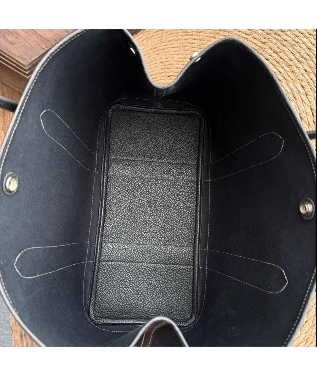 HERMES Черная тканевая сумка тоут, фото 8