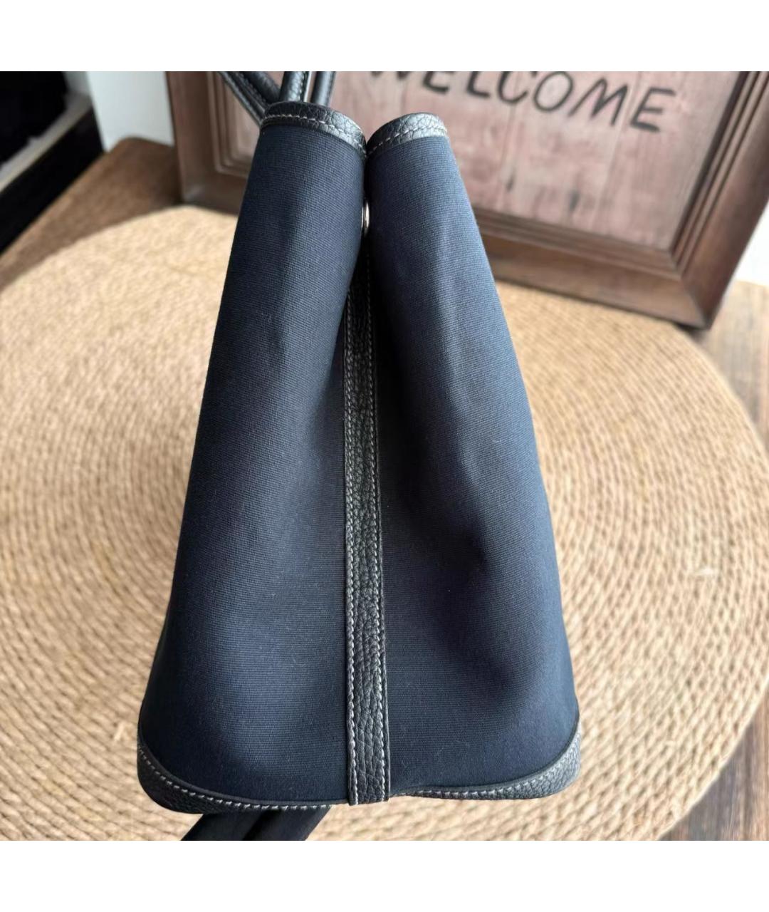 HERMES Черная тканевая сумка тоут, фото 6