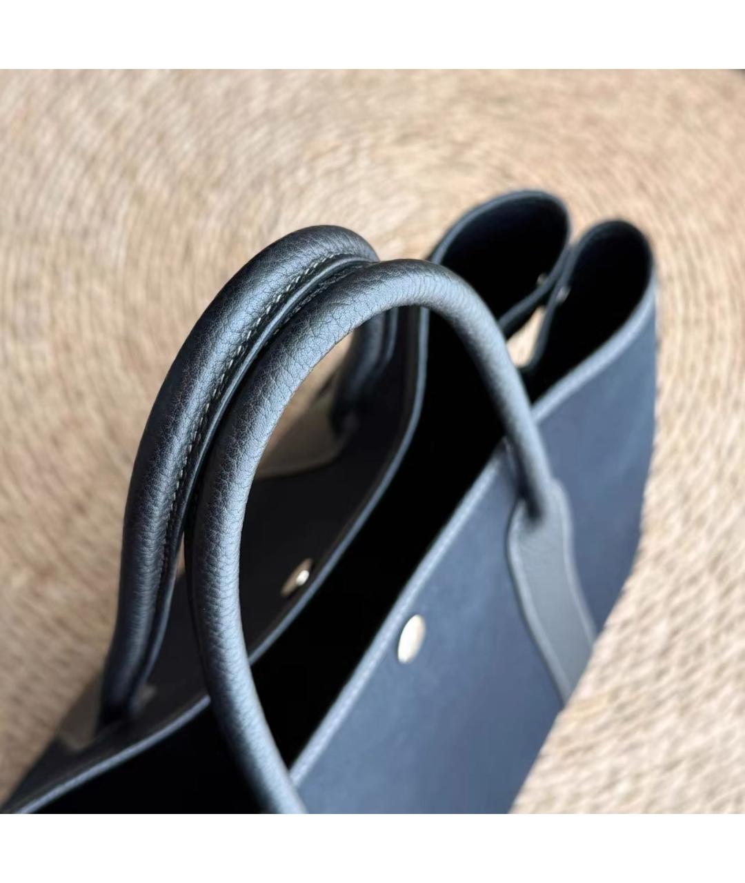 HERMES Черная тканевая сумка тоут, фото 4