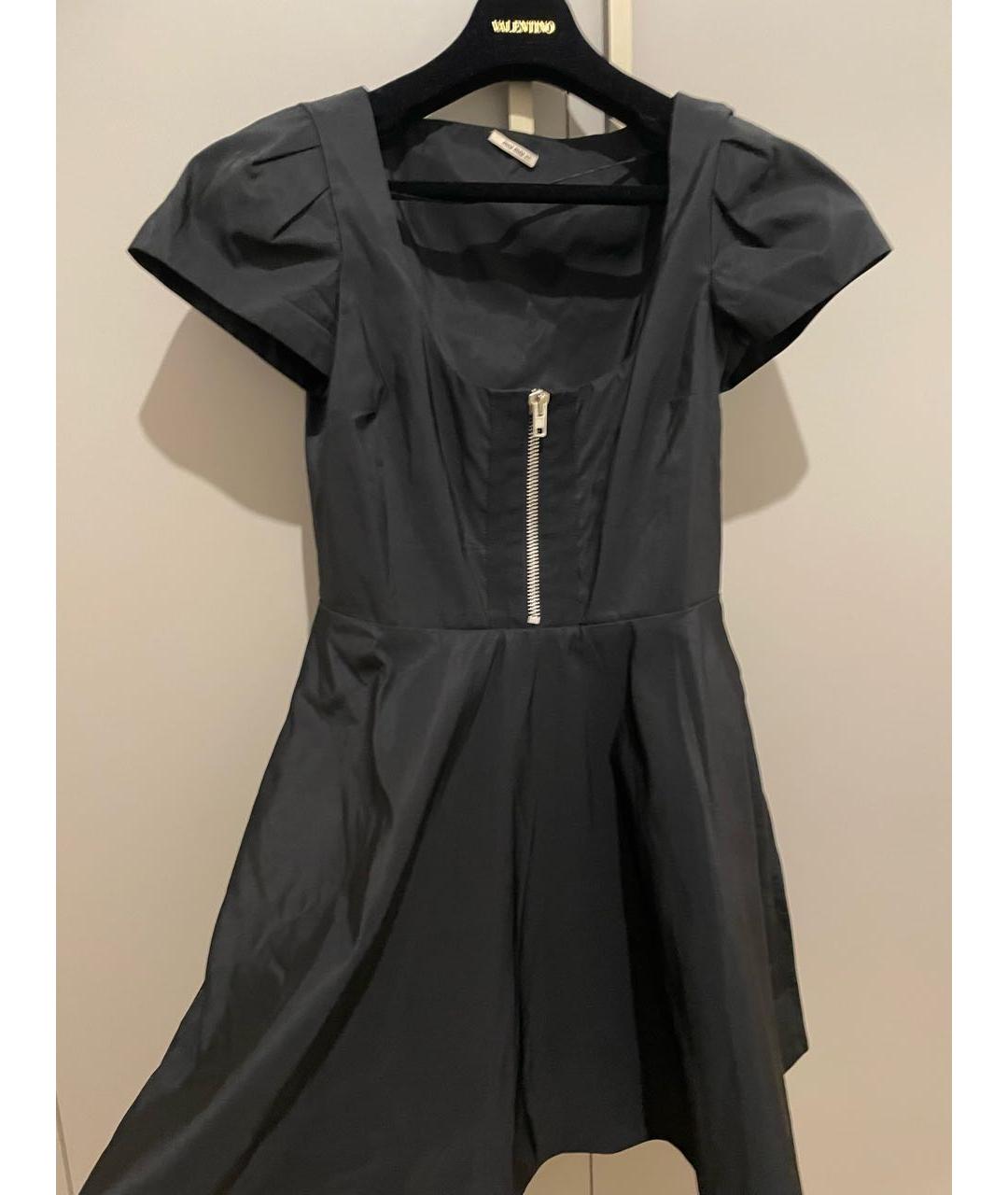 MIU MIU Черное полиамидовое коктейльное платье, фото 7