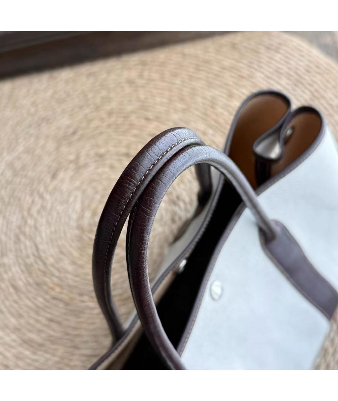 HERMES Бежевая тканевая сумка тоут, фото 3