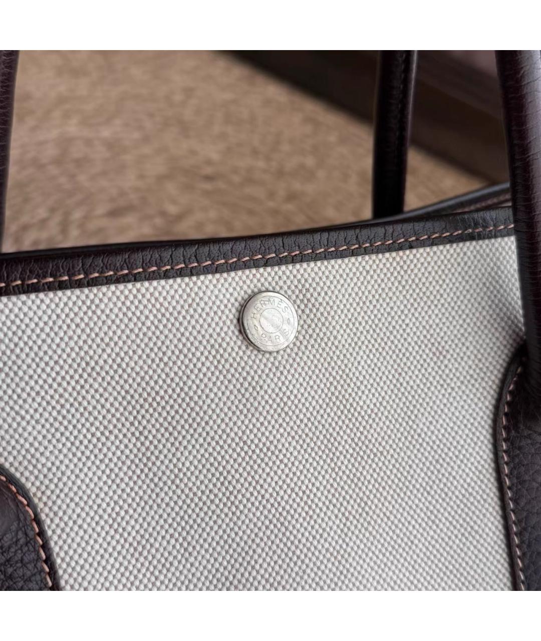 HERMES Бежевая тканевая сумка тоут, фото 2