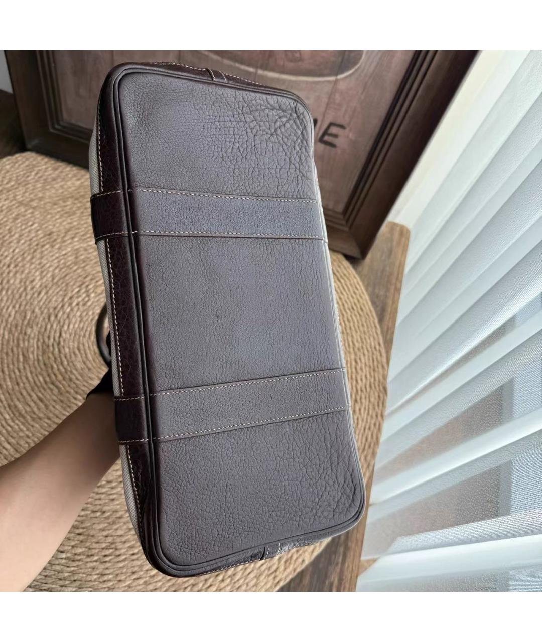 HERMES Бежевая тканевая сумка тоут, фото 6