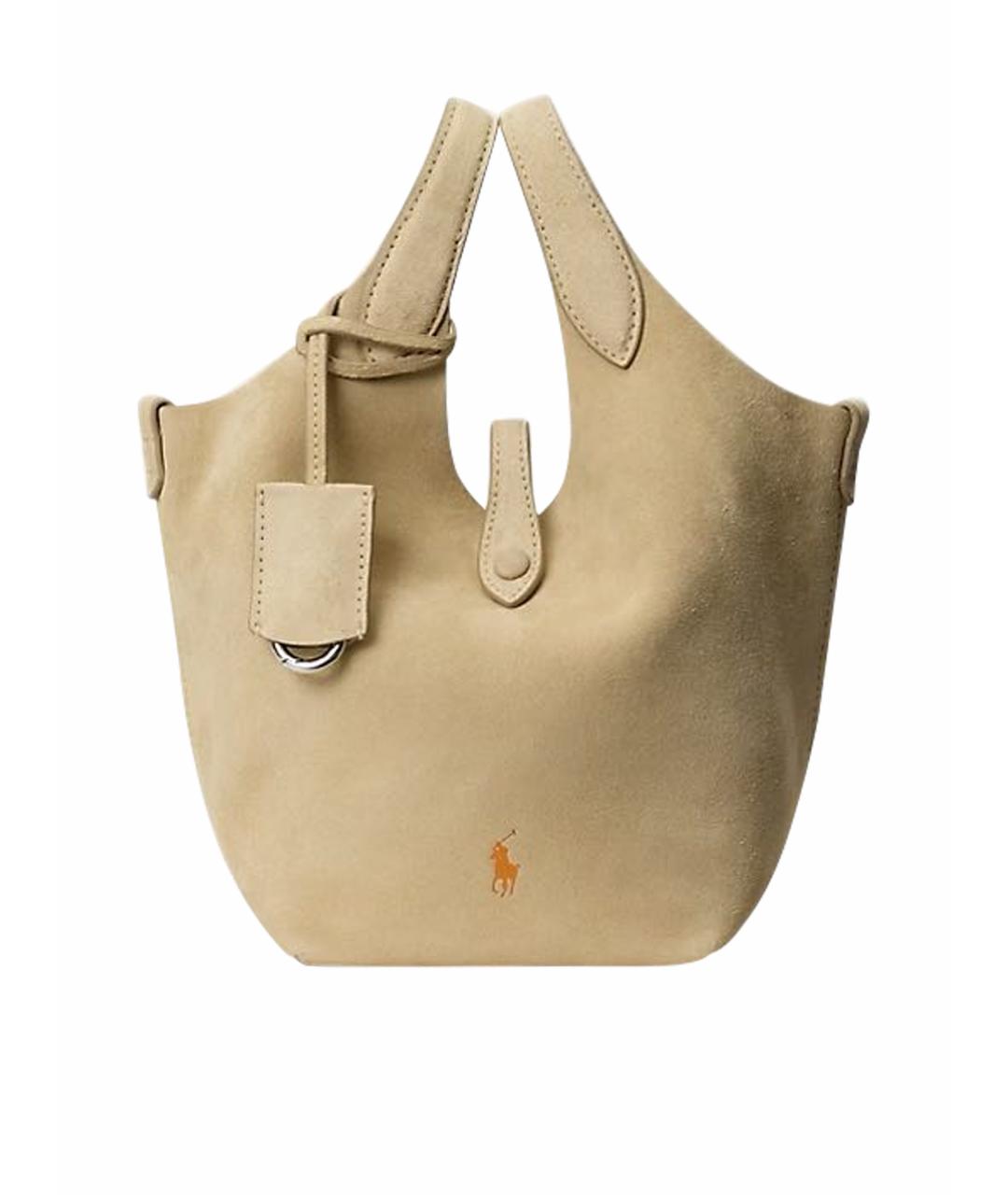 POLO RALPH LAUREN Бежевая кожаная сумка тоут, фото 5