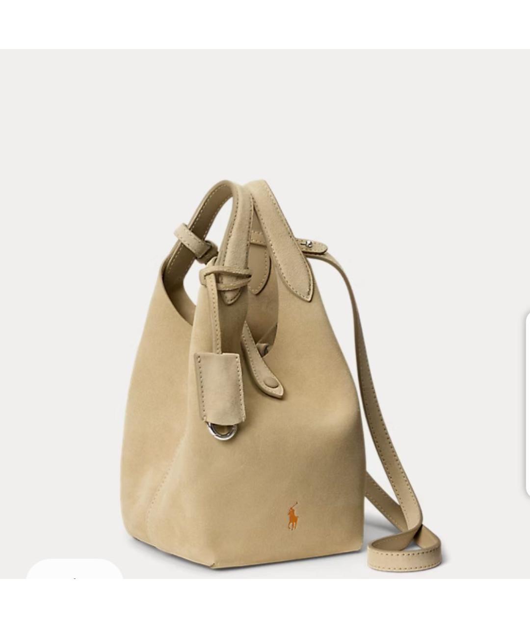 POLO RALPH LAUREN Бежевая кожаная сумка тоут, фото 2