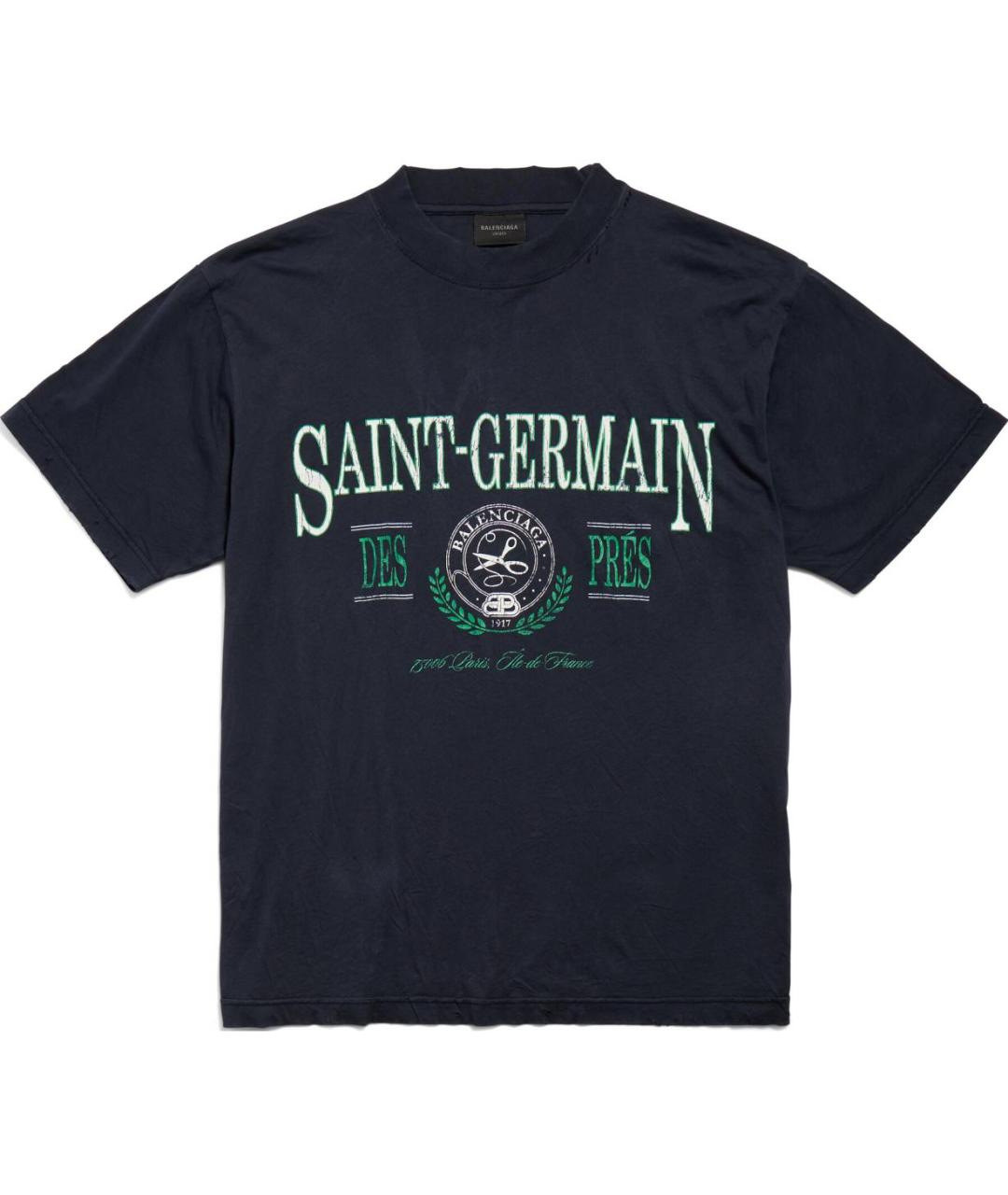 BALENCIAGA Темно-синяя футболка, фото 1