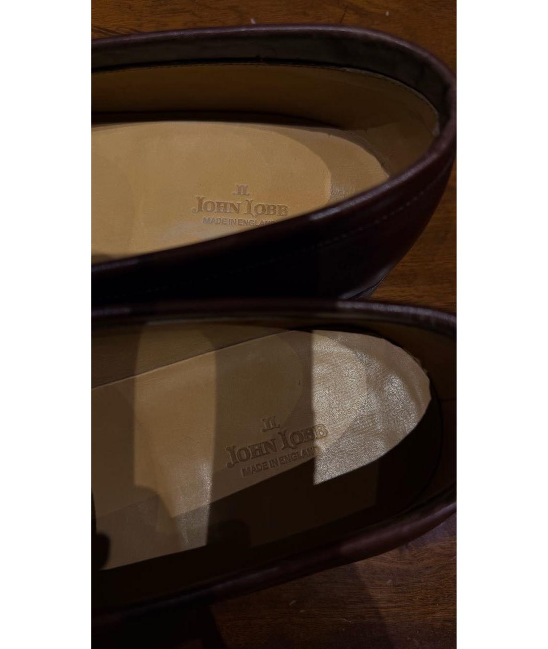 JOHN LOBB Коричневые кожаные лоферы, фото 5