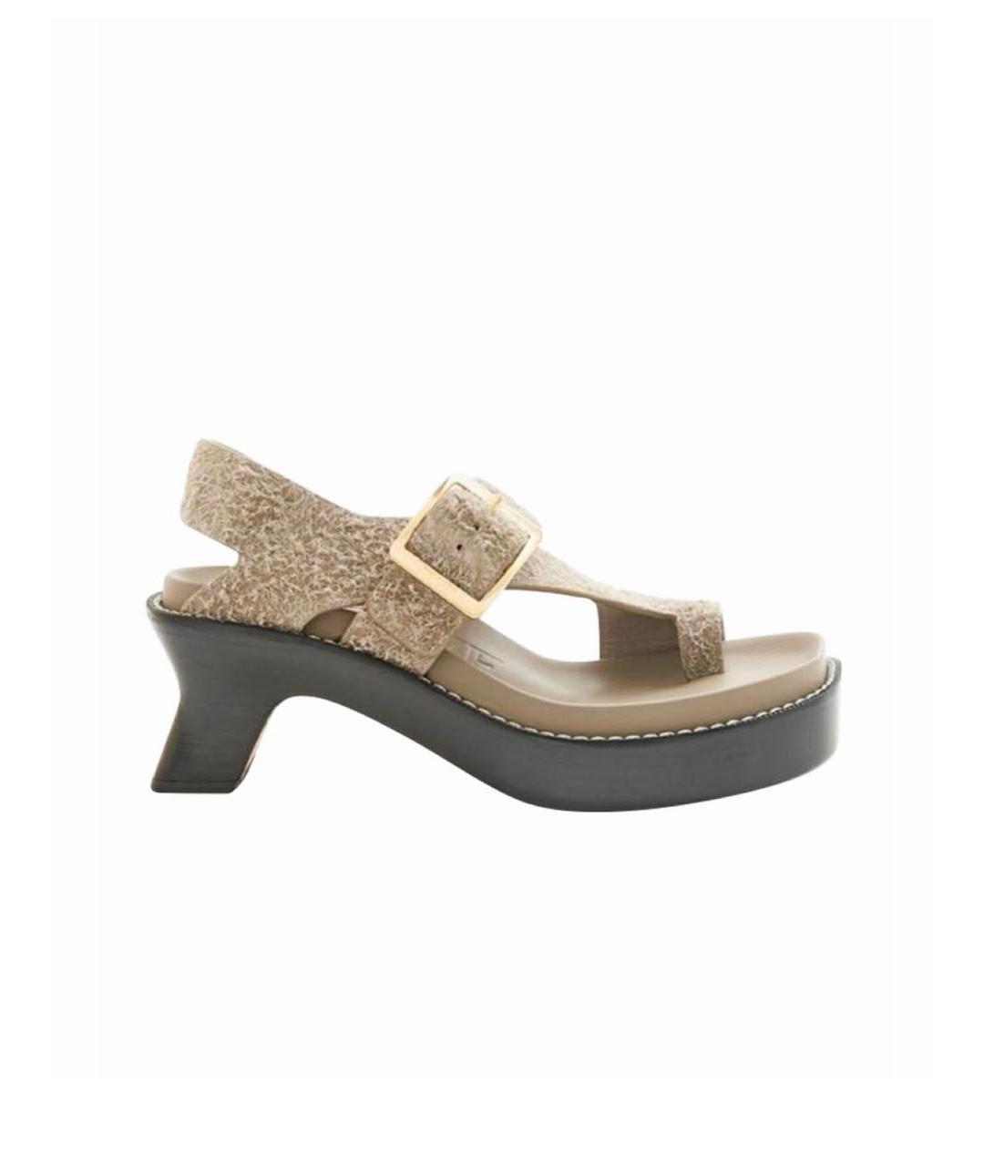 LOEWE Хаки кожаные сандалии, фото 5