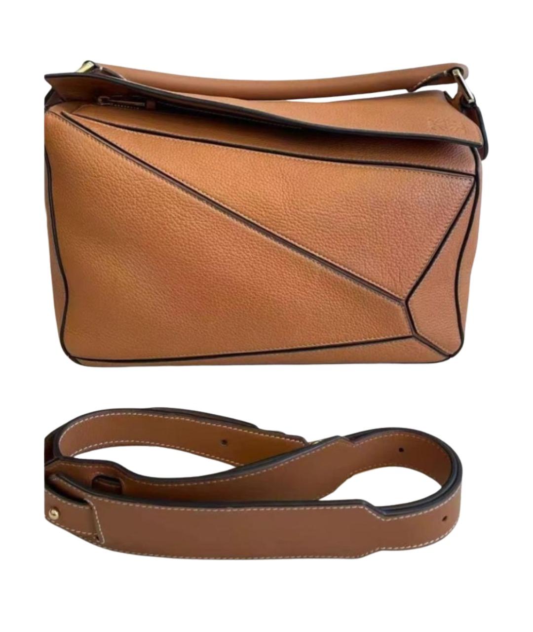 LOEWE Коричневая кожаная сумка с короткими ручками, фото 1